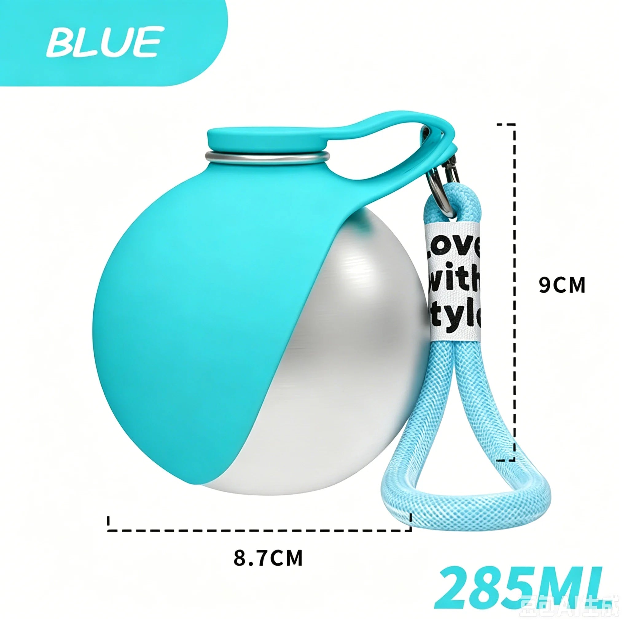 Portable Outdoor Pet Stainless Steel Water Cup Dog Water Bottle with Bowl for Cat 304 Stainless Steel Safe Food-Grade Silicone