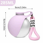 Portable Outdoor Pet Stainless Steel Water Cup Dog Water Bottle with Bowl for Cat 304 Stainless Steel Safe Food-Grade Silicone