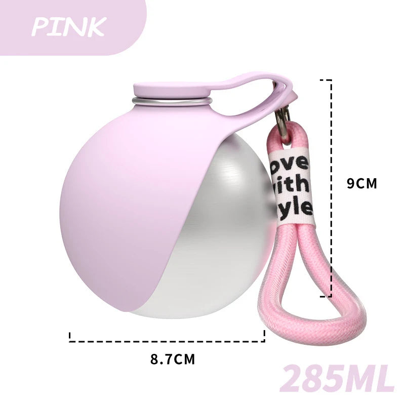 Portable Outdoor Pet Stainless Steel Water Cup Dog Water Bottle with Bowl for Cat 304 Stainless Steel Safe Food-Grade Silicone