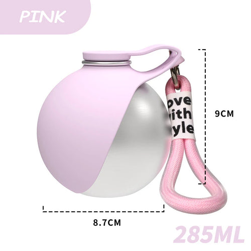 Portable Outdoor Pet Stainless Steel Water Cup Dog Water Bottle with Bowl for Cat 304 Stainless Steel Safe Food-Grade Silicone