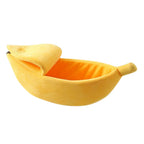 Banana Pet Bed, Cute Funny Fruit Bed with Removable Cushion for Dogs, Indoor Cats, Rabbits, Small Animals, Yellow